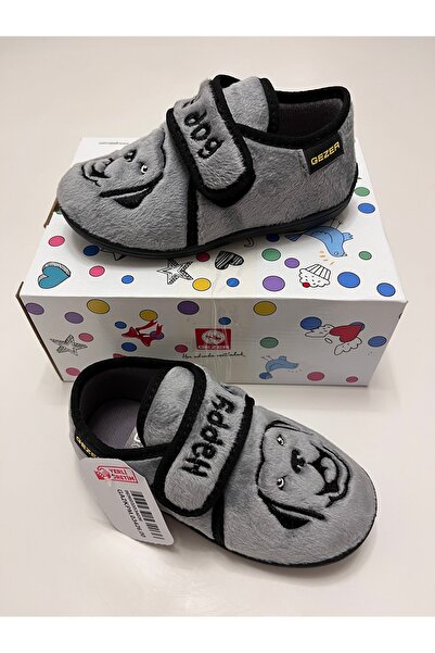 GEZER Erkek Çocuk Kışlık Çok Hafif ,Yumuşak ve Kaymaz Taban Panduf Ev Kreş Ayakkabısı Happy Dog Model