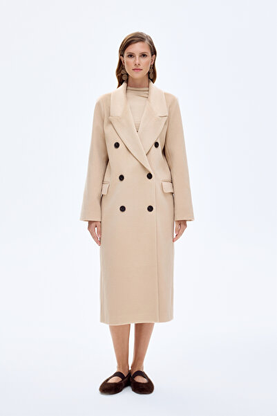 Quzu Palton lung din cașmir căptușit cu fante Stone