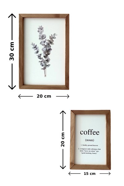 Wooden Factory Okaliptüs Coffee Ahşap Çerçeveli Tablo Seti