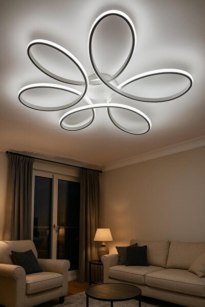 ZERRE Shop Avize FLOWA Beyaz Plafonyer Modern Beyaz Ledli 60cm