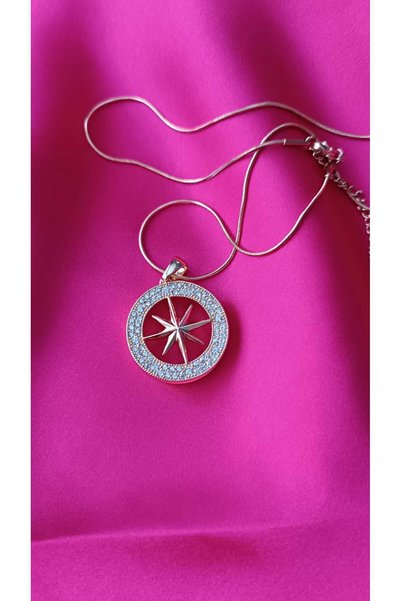 shop 316L Stainless Steel Compass Pendant – Non-Tarnish Zircon Stone – Gift & Everyday Necklace