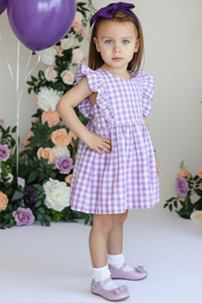 Parla Kids Kız Çocuk Violetta Lila Pötikareli Fırfırlı Bağlama Detaylı Elbise...