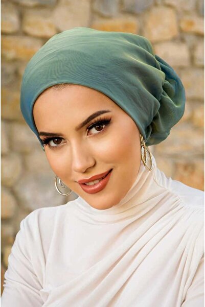 Aişe tesettür Yeşil Janjan Çağla Hazır Türban Bone