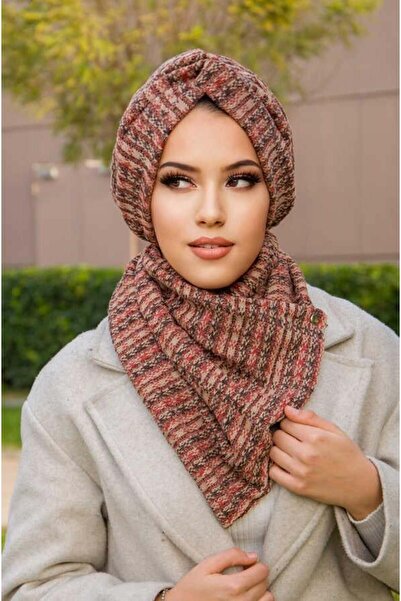 Aişe tesettür Комплект шапка и шал Taba Knit Winter Twist