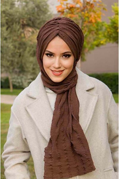 Aişe tesettür Καφέ Μοντέλο Πεταλούδα Μαντήλι με κορδόνι