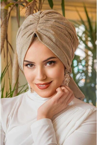 Aişe tesettür Mink Melange Sparkling Buckle Bonnet