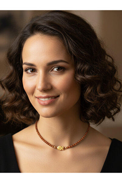 Lila Yıldız Taşı Altın Kaplama Balık Figürlü Doğaltaş Kolye