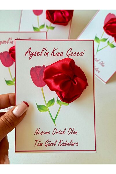 cacagift design Saten Toka Gül Kına-Bride Hediyelik 10 Adet Dağıtmalık