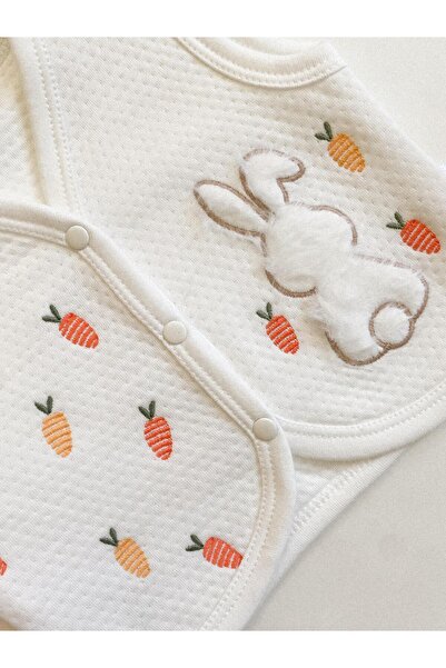 Nayinom Rabbit Embroidered Vest - Overalls with Booties Set - 100% Cotton - 3-6-9-12 Months