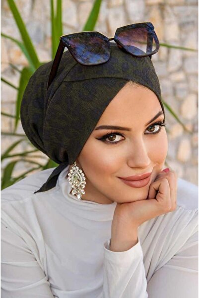 Aişe tesettür Καπό Χακί Λεοπάρ Σταυρός