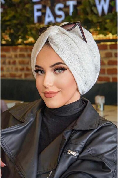Aişe tesettür White Knitwear Winter Twisted Bonnet