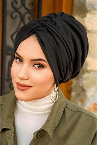Aişe tesettür Siyah Burgu Model Dolgulu Bone / KÜÇÜK BOY