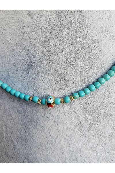 Lila Turkuaz Nazar Göz Tiny Kolye