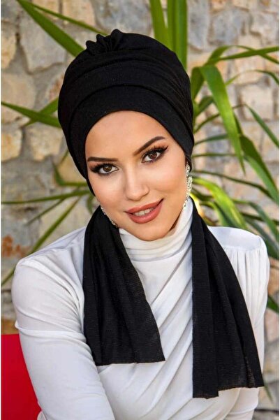 Aişe tesettür Sparkly Black Bonnet - Σχέδιο Κασκόλ