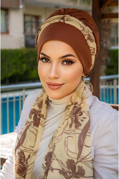 Aişe tesettür Caramel Brown Scarf Bonnet