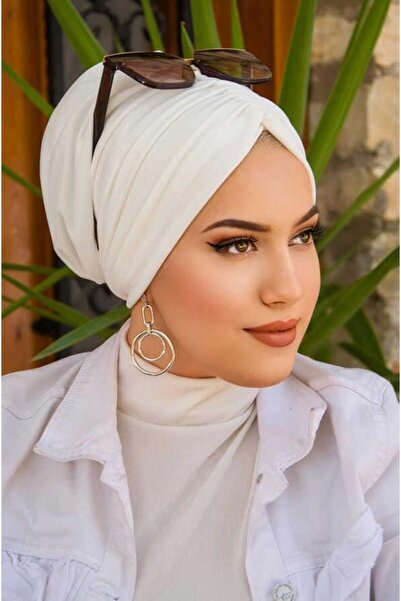 Aişe tesettür Λευκό έτοιμο καπό κορδόνι