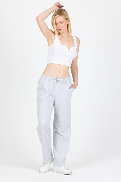 LACKH بنطال رياضي نسائي ذو قصة مريحة ومرنة ومستقيمة باللون الرمادي