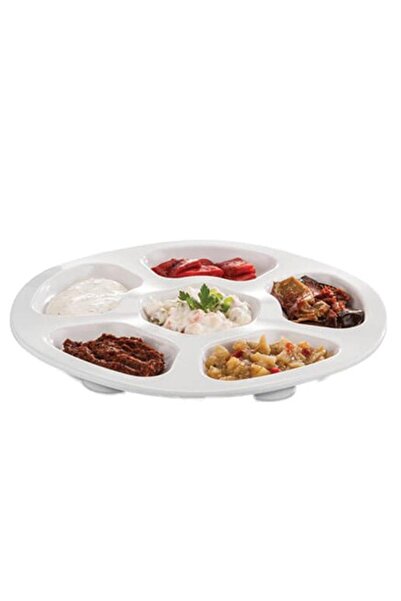 108.PW - 6 Bölmeli 2'li Beyaz Meze Tabağı 28 cm, Thermoset Melamin