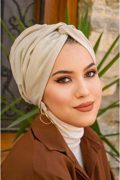 Aişe tesettür Ecru Glitter Ready Auger Bone