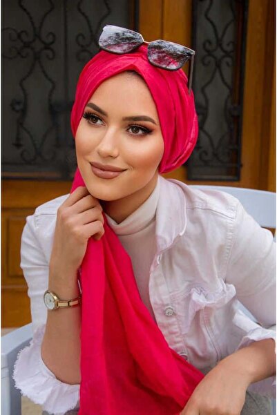 Aişe tesettür Red Linen Gathered Wrapped Bonnet