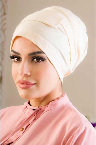 Aişe tesettür Beige Oversize Non-Slip Bonnet - 40500