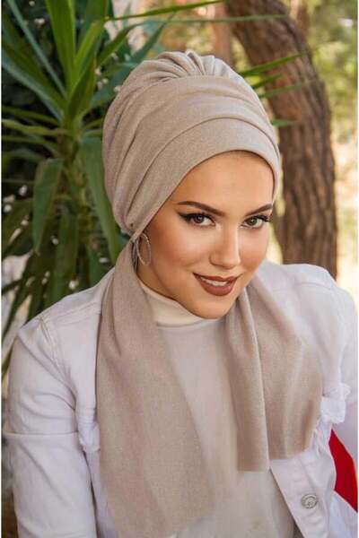 Aişe tesettür Καπέλο με λάμψη με πούδρα μαργαριταριού και λεπτομέρεια με αγκράφα