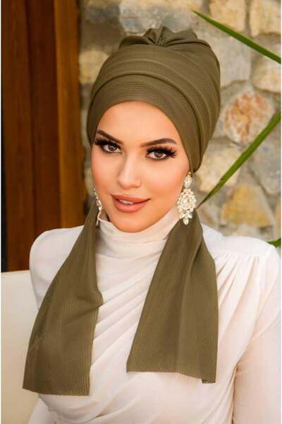 Aişe tesettür Haki Tesettür Atkılı Bone