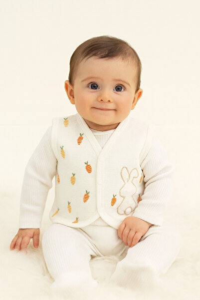 Nayinom Unisex Baby Vest - Rabbit Pattern Embroidered - Seasonal - 100% Cotton 3-6-9-12 Months