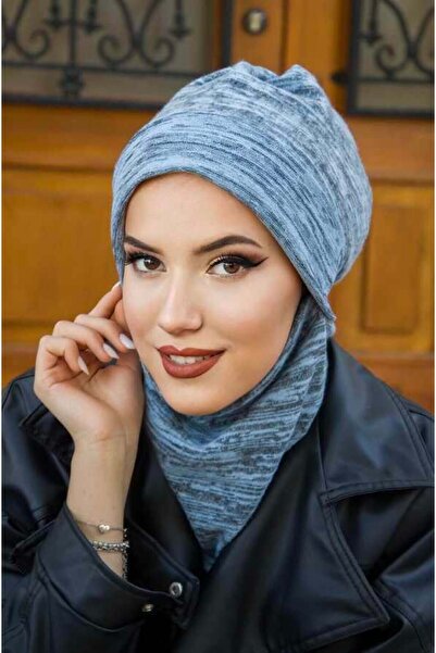 Aişe tesettür Μαλακό μπλε μοτίβο μασκαράδα