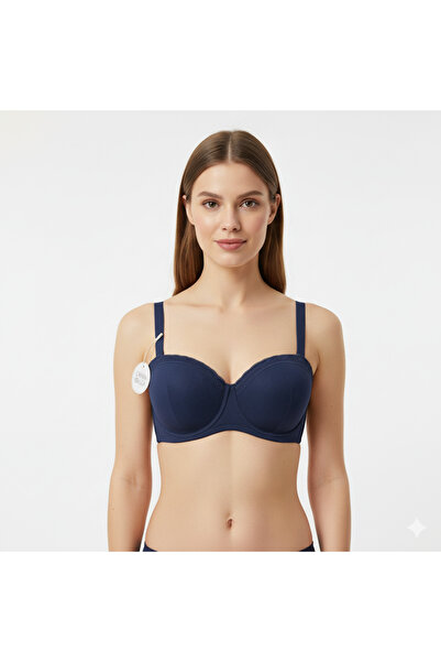 chiara grazia SUTIEN DETALIAT DANTELĂ FĂRĂ CUPULĂ C ALBASTRU ÎNCHIS