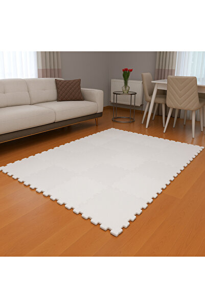 DECOZEYN BEYAZ MODERN SALON OTURMA ODASI KREŞ HALISI PUZZLE HALI/PELUŞ HALI