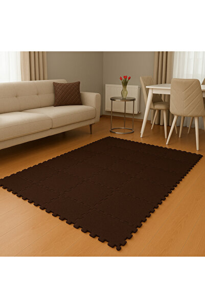 DECOZEYN KOYU KAHVE MODERN SALON OTURMA ODASI KREŞ HALISI PUZZLE HALI/PELUŞ H...