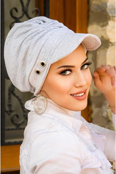 Aişe tesettür Light Gray Metal Detailed Hat Bonnet