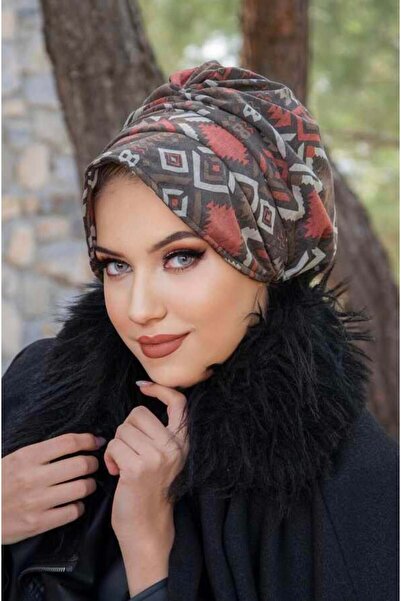 Aişe tesettür Καπέλο με κορδέλα σε καφέ βιζόν