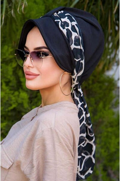 Aişe tesettür Καπό με μαύρο μαρμάρινο καπέλο