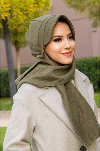 Aişe tesettür Khaki Quilted Scarf Hijab Hat