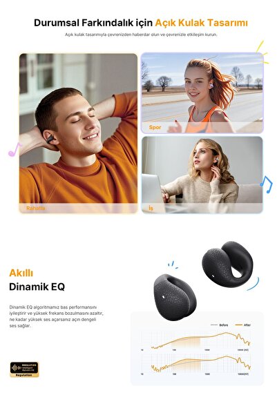 QCY C10 Crossky Bluetooth Küpe Kulaklık Çift Mikrofon Çift Cihaz Bağlantısı Kristal Ses Netlik Ipx4