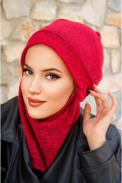 Aişe tesettür Red Pattern Masked Beret