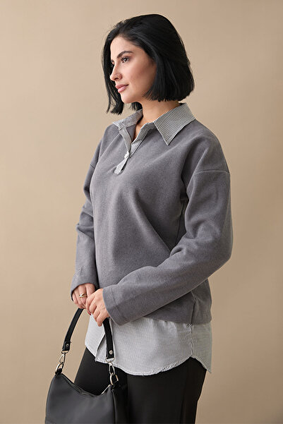 InStyle Garnili Selanik Kumaş Gri Sweat