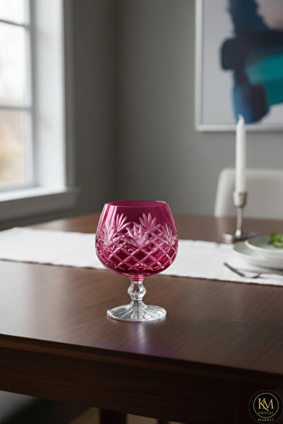 Kristal Market Bohemia Kristal Renkli Kristal Ayaklı Kahve Yanı Su Bardağı 250ml.