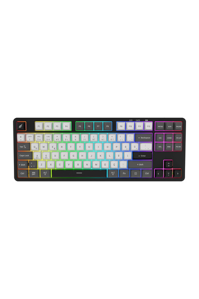 Hawk Gaming Chair HK220 Membrane RGB Kablosuz/Bluetooth Siyah Beyaz TKL Türkçe Gaming Oyuncu Klavye