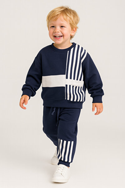 minibambi Hanorac cu dungi pentru băiat-Set de pantaloni de trening