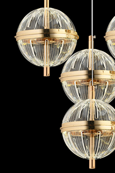 İstanbul Avize Küre 4'lü Gold 3 Renk Gold Led Modern Ledli Avize