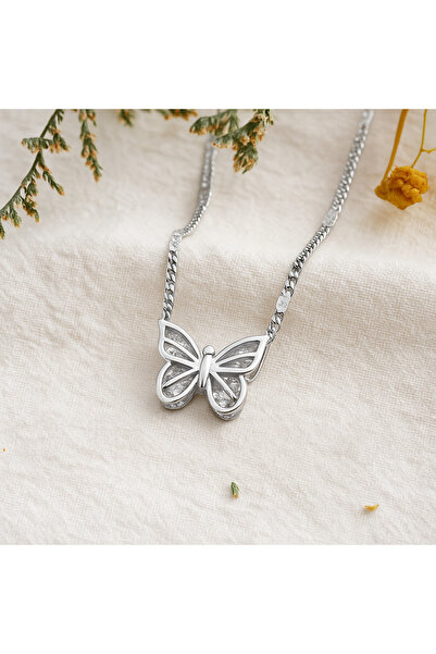 NISSIO Colier din argint cu pandantiv fluture