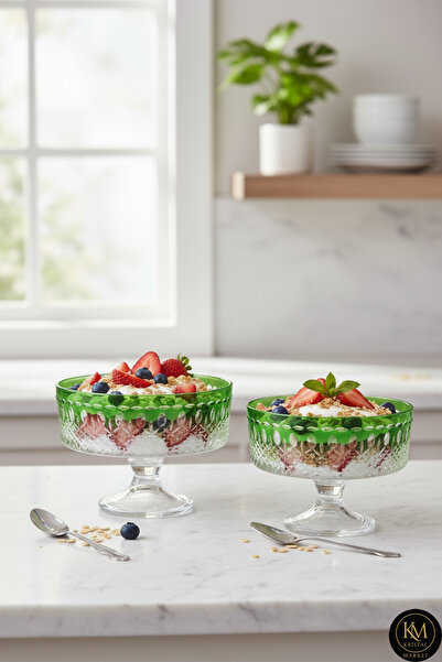 Kristal Market 25cm Ve 19cm Lüks Ayaklı Meyvelik Çiftli 2 Adet
