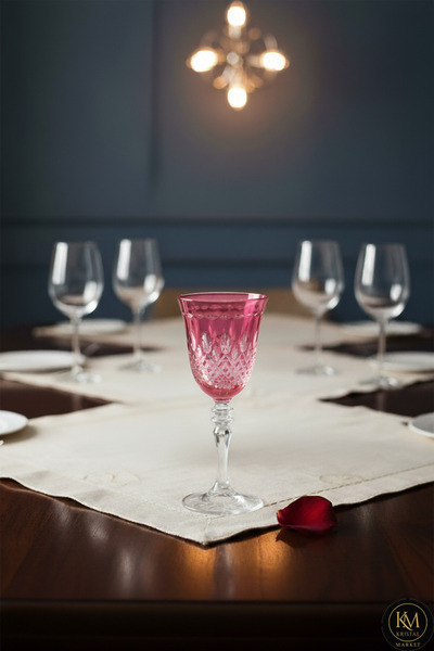 Kristal Market El Yapımı Kristal Damla Renkli Lüks Ayaklı Kadeh Su Bardağı