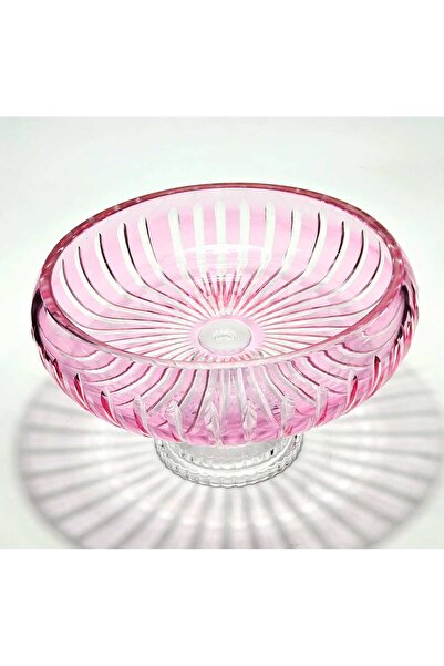 Kristal Market Handmade Cut Crystal Vertical Pattern 28 cm Decorative Presentation Stand Tableware Presentation Bowl