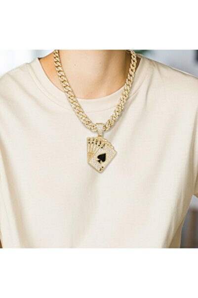 SEO JEWELRY İskambil Kartları Kolye/ Işıltılı Zirkon Kolye/ Hip-Hop