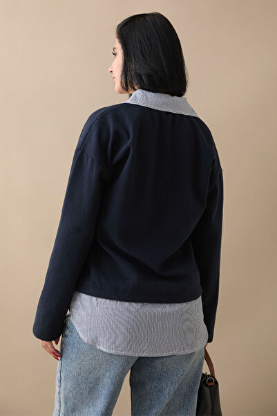 InStyle Γαρνιρισμένο Θεσσαλονίκη Ύφασμα Navy Blue Sweat