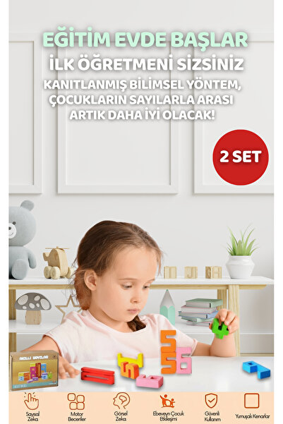 GUİMO Eğitici Oyuncak Montessori Ahşap Sayı Blokları – 3 4 5 Yaş Okul Öncesi ...